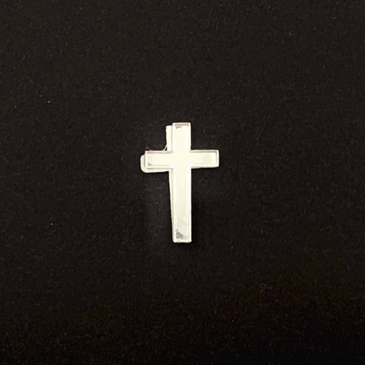 Наклейка "Крест" пластик 1,2*0,7 см, толщина 3мм, цвет серебро