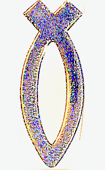 Наклейка объемная Рыбка,  цвет серебро-сверкающая (17x6см) супер большая