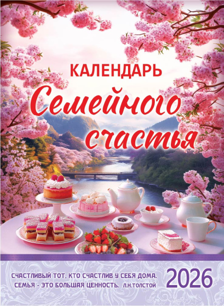 Календарь перекидной на пружине 12 страницах на 2026 год  формат А4+, 25*35 (малый) "Календарь семейного счастья"  П-6