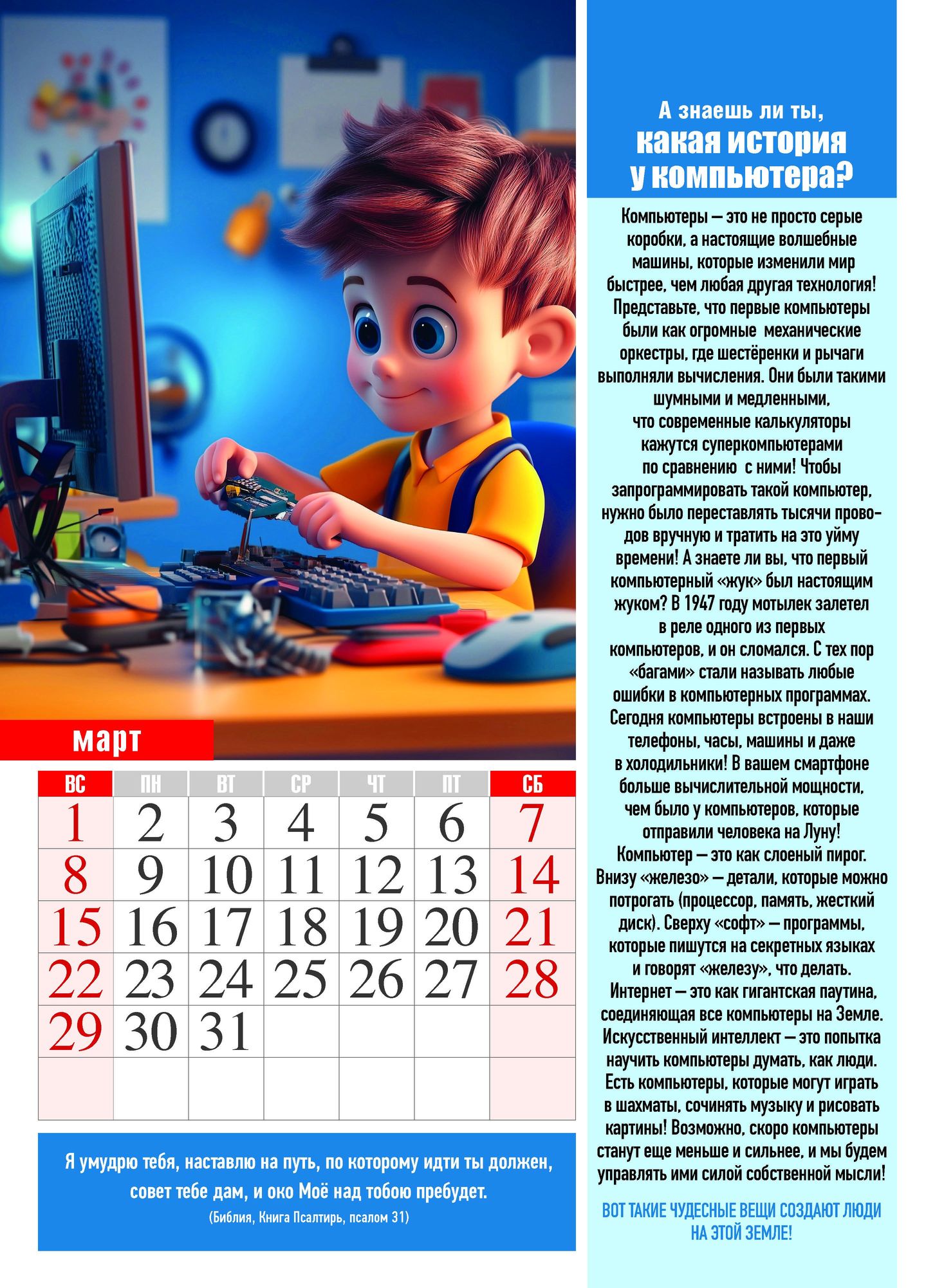 Календарь перекидной на пружине 12 страницах на 2026 год 25*35 см  "Хочу все знать. Календарь для почемучек. Каждый месяц - новое открытие" (детский) код 524306